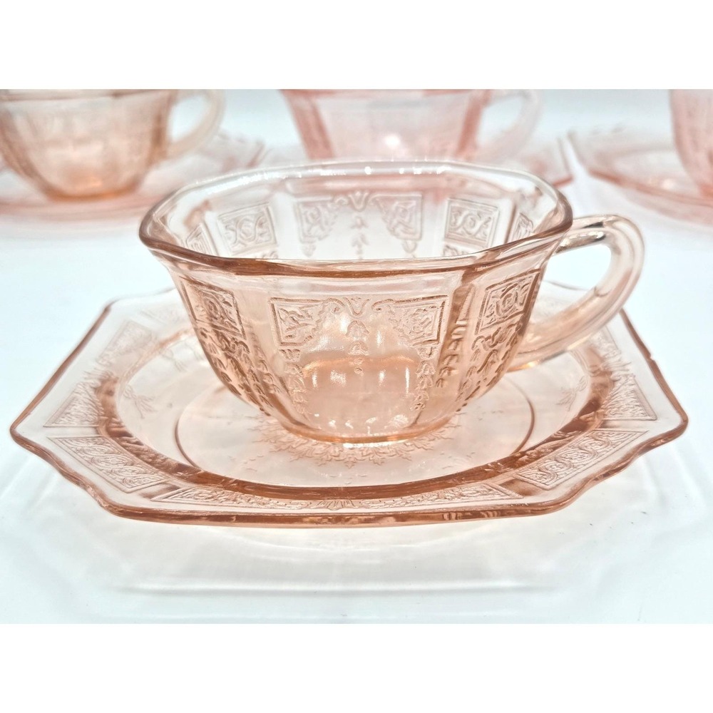 Vintage Hocking Glass "Princess" Pink Depression Glass Set (5 C/S)‎ - Picture 2 of 8